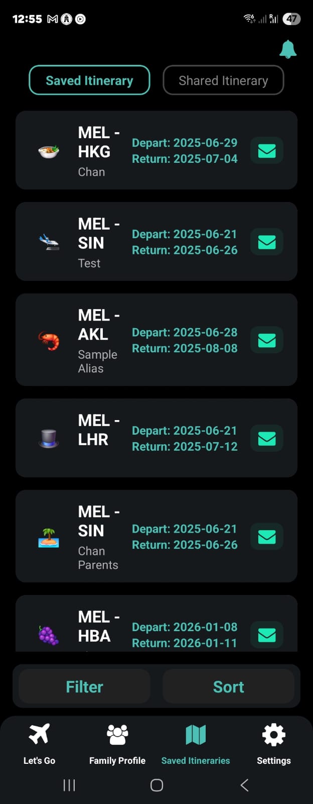 Share Itinerary